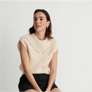 EUC Madewell Marielle Pointelle Sleeveless Sweater Tee, size XS, cream.